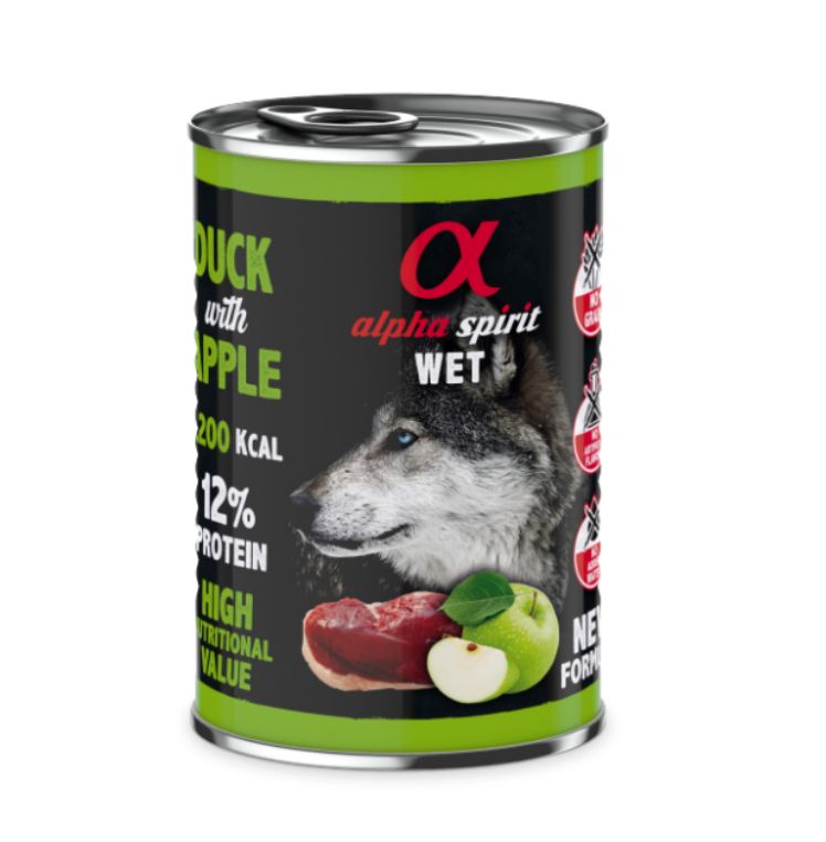 ALIMENTO HÚMEDO DE PATO CON  MANZANA VERDE (400gr)