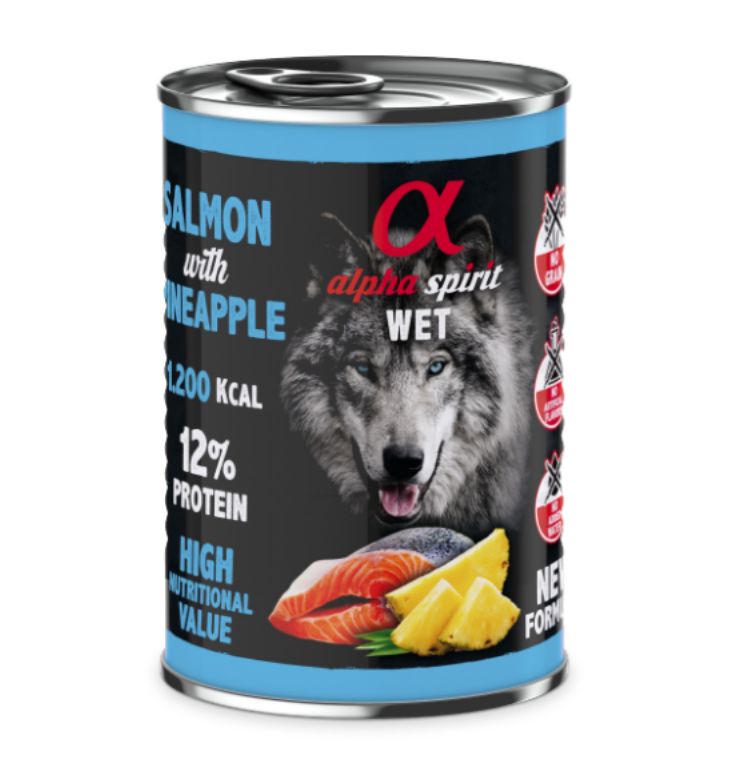 ALIMENTO HÚMEDO DE SALMÓN CON  PIÑA (400gr)