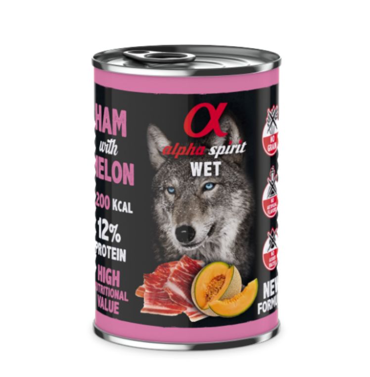 ALIMENTO HÚMEDO DE JAMÓN CON MELÓN (400gr)
