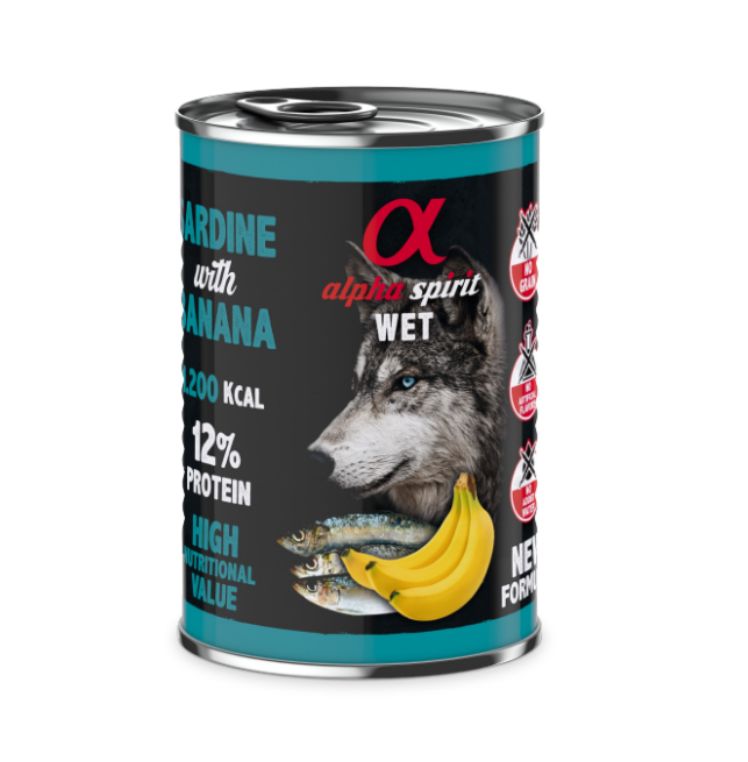 ALIMENTO HÚMEDO DE SARDINA CON PLÁTANO (400gr)